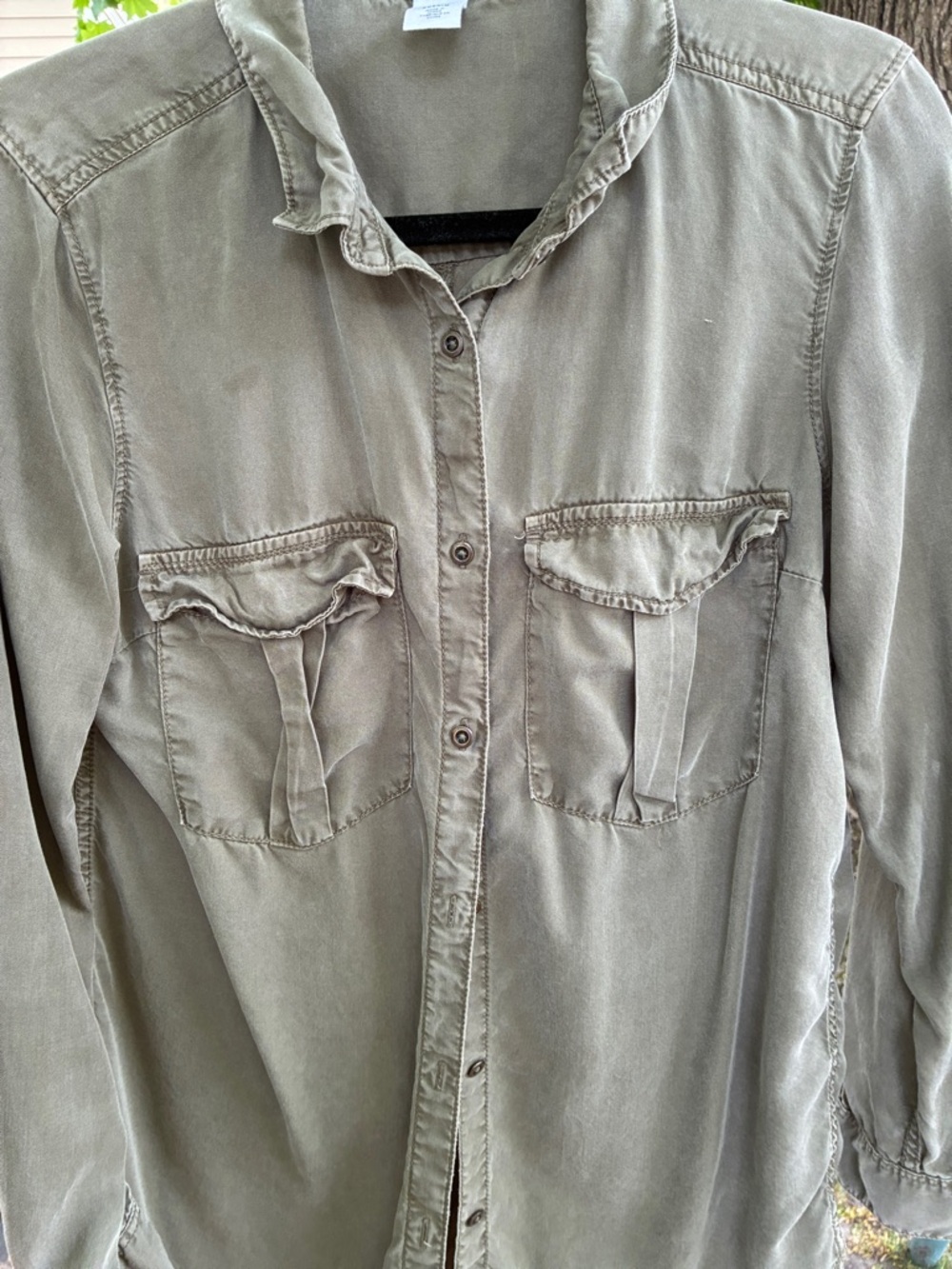 Women's Olive Button-Down Utility Shirt